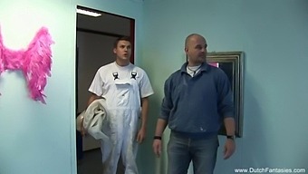 Amateur Dutch Cougar Satisfies Two Men
