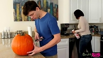 Step Fantasy Comes To Life As She Watches Her Stepbrother Have Sex With A Pumpkin In This Hot Video