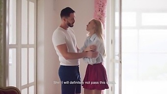 Nancy A, A Blonde Bombshell, Engages In Passionate Sex With Her Educator While Her Significant Other Waits Outside