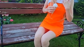 Public Park Bench Masturbation With A Sexy Babe And Vibrator